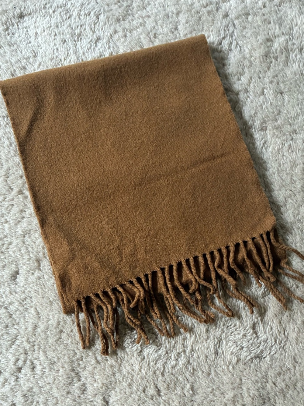 Vintage Burberry brown lambswool scarf with tassels